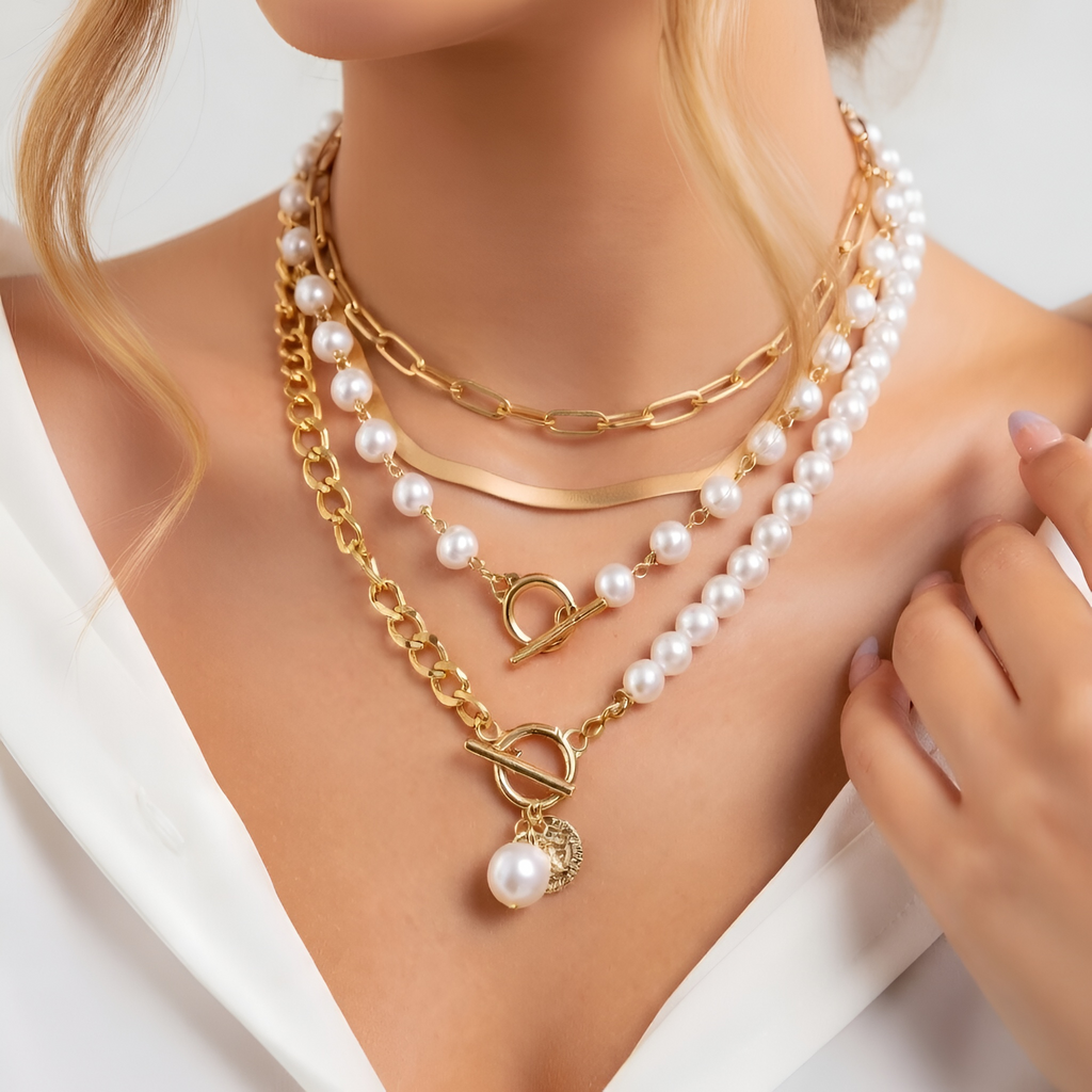 Frances - Ensemble de colliers ras-du-cou en perles