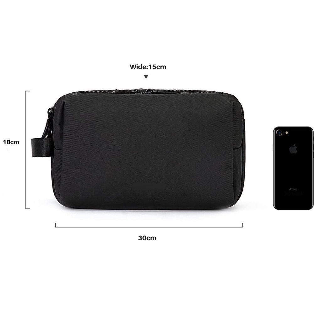 Trousse de toilette pour hommes – spacieuse avec doubles zips et compartiment étanche