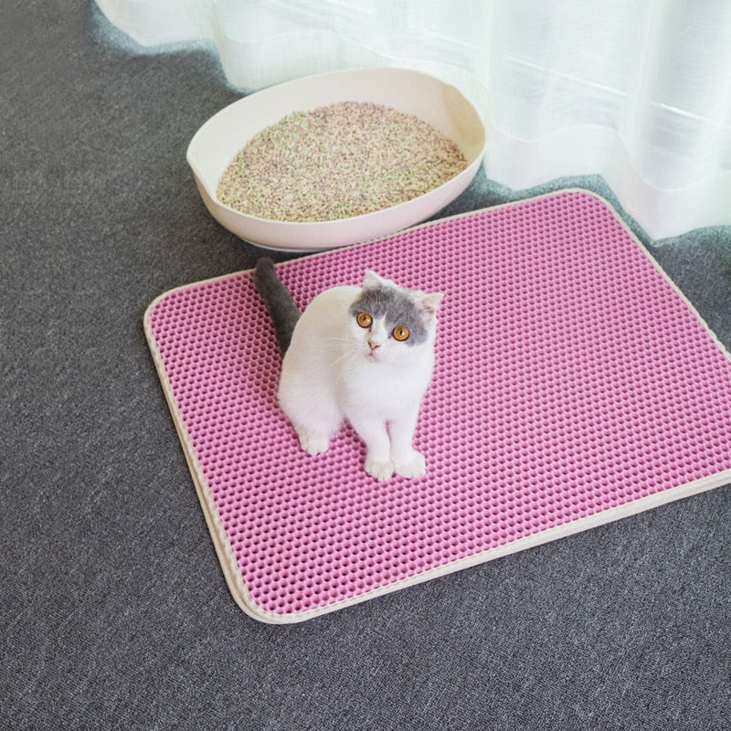 Tapis de litière pour chat à double couche