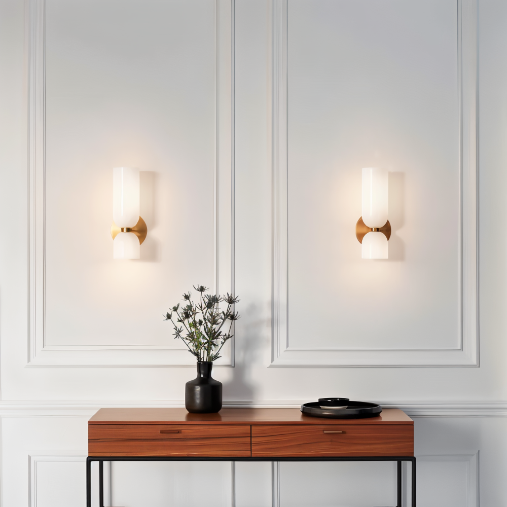 CapsuleLume Applique Murale – Applique en Verre Moderne avec Éclairage LED Up & Down