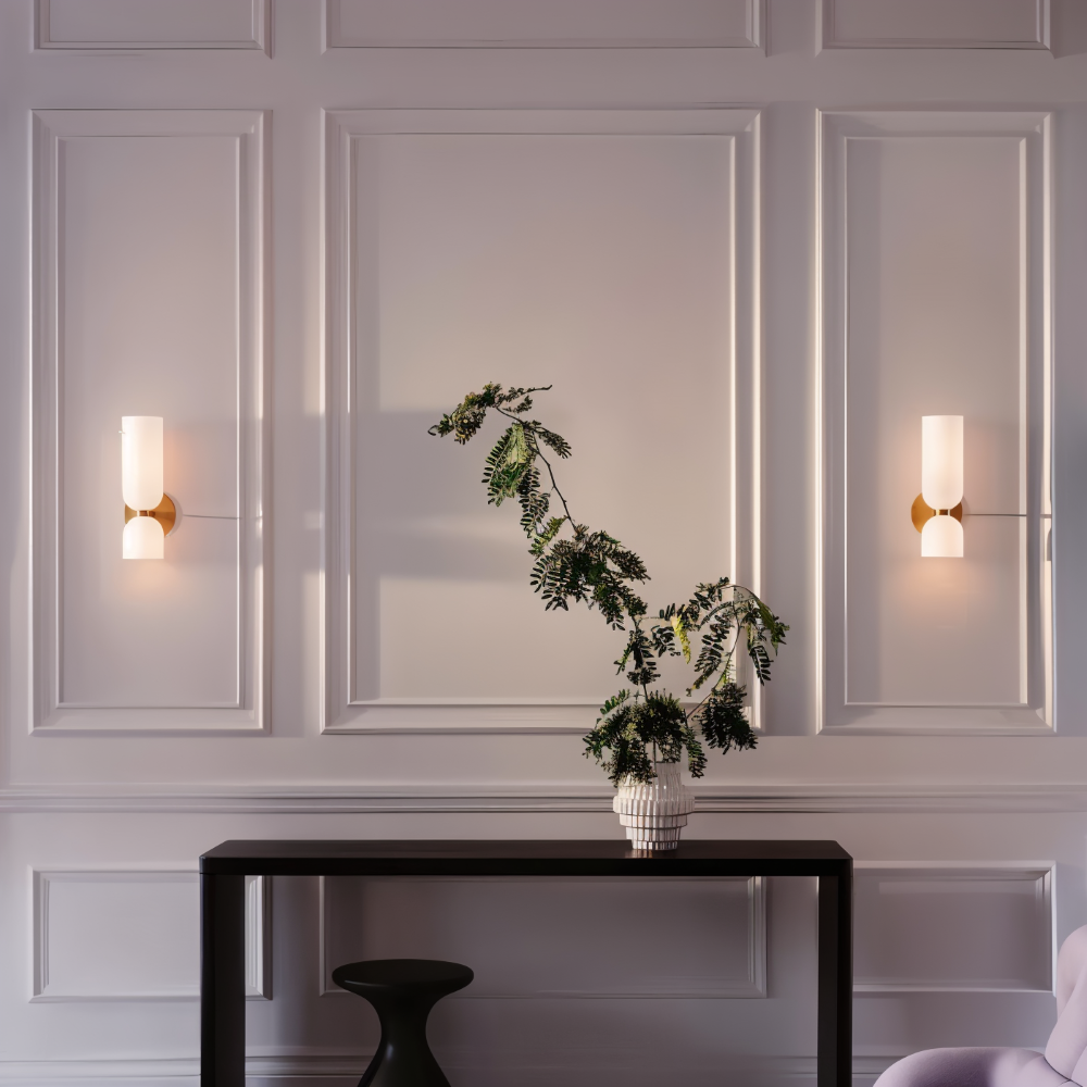 CapsuleLume Applique Murale – Applique en Verre Moderne avec Éclairage LED Up & Down