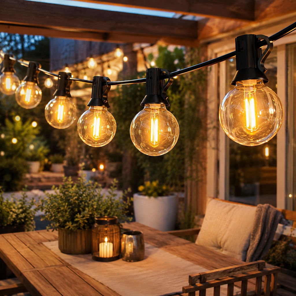 Guirlande lumineuse extérieure avec ampoules globe G40 pour terrasse et jardin