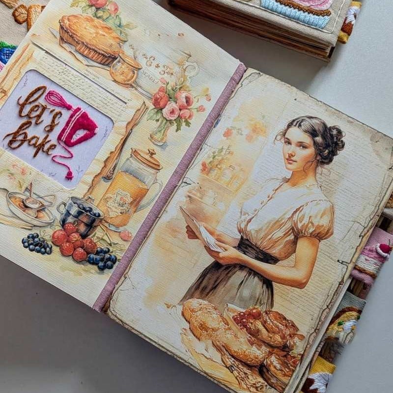 Carnet de recettes | Livre de recettes fait main | Couverture en tissu brodé | RecetteCœur