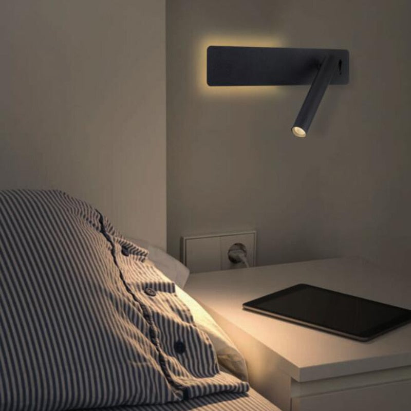 Lampe de lecture LED réglable pour mur – Lumière dirigée près du lit