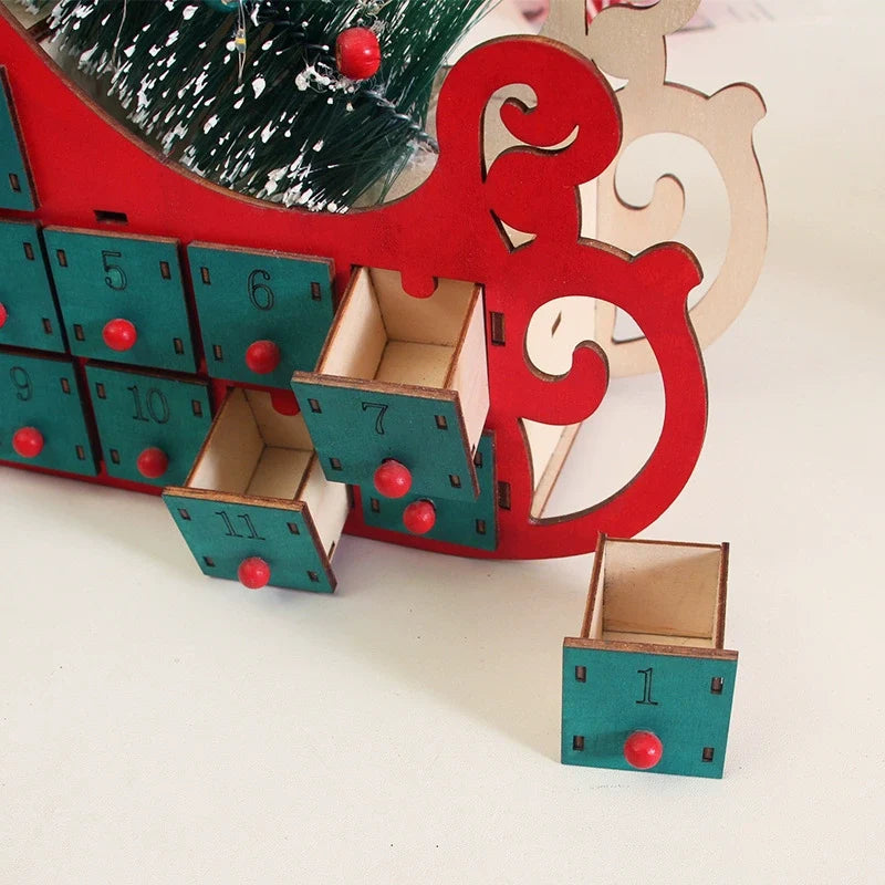 Calendrier de Compte à Rebours de Noël en Bois pour Bureau