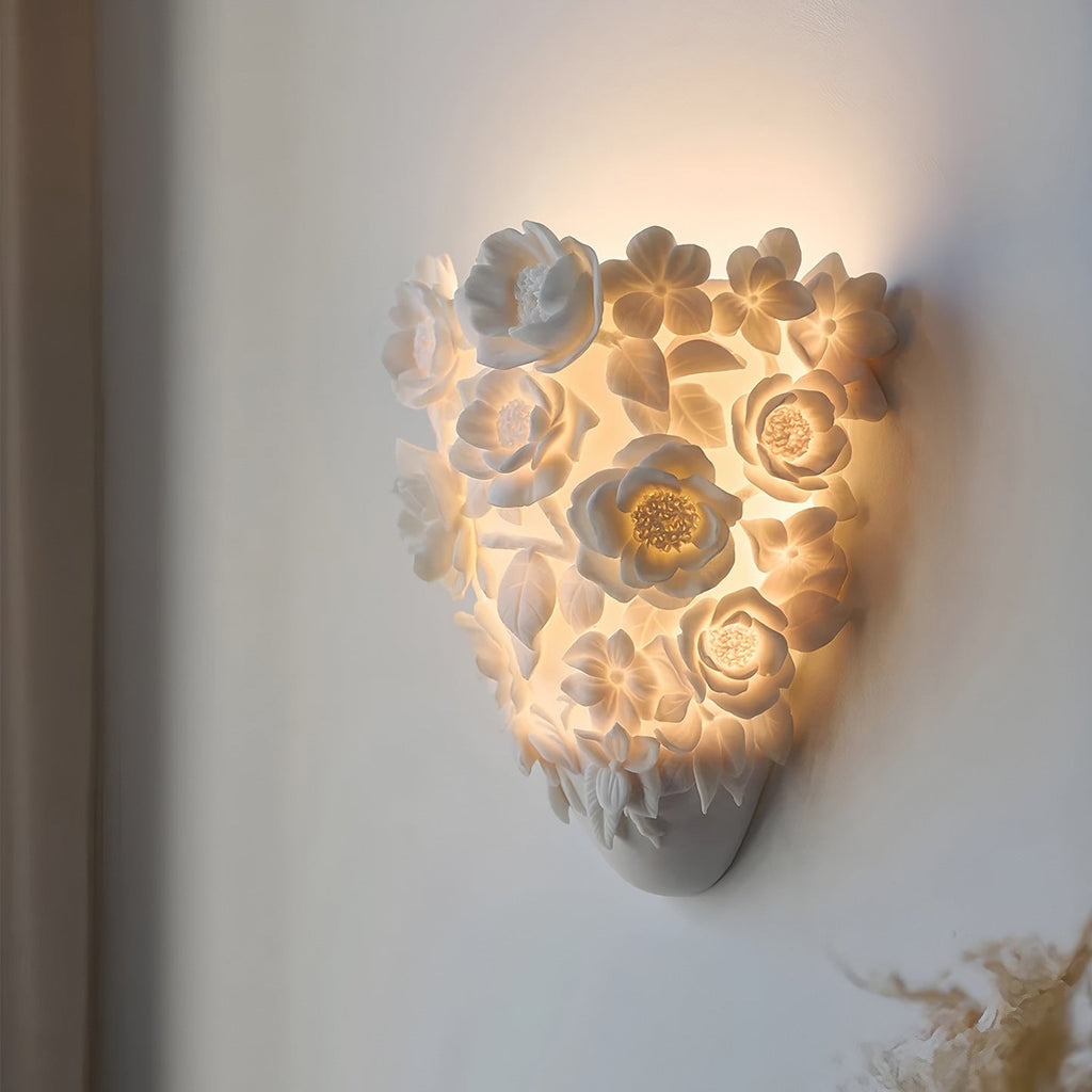 Lampe murale en céramique esthétique avec motifs floraux