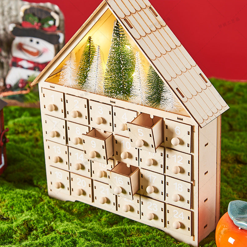 Calendrier de l'Avent en Bois avec Lumières LED