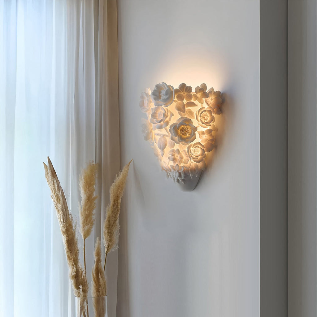 Lampe murale en céramique esthétique avec motifs floraux