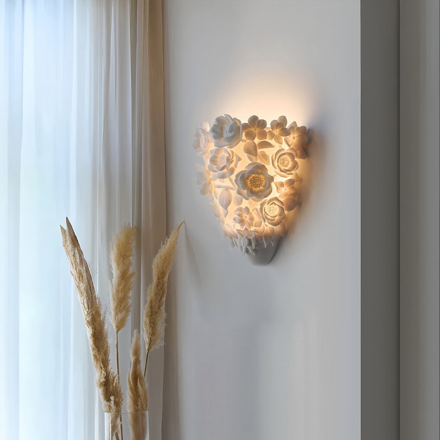 Lampe murale en céramique esthétique avec motifs floraux