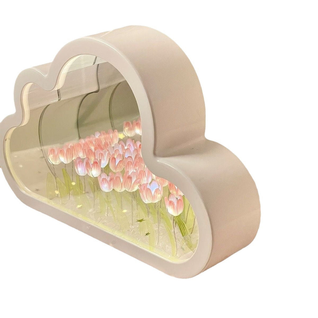 Lampe de table esthétique avec miroir et tulipes