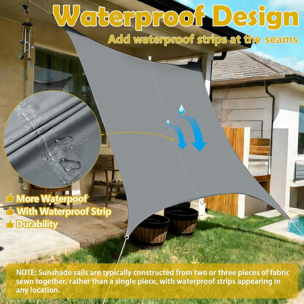 Voile Solaire Rectangulaire Imperméable | Tissu Extérieur Résistant à l'Eau | Protection UV | SkyCover
