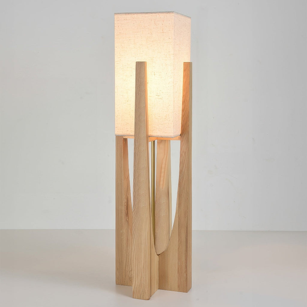 Lampe sur pied au design japonais en bois