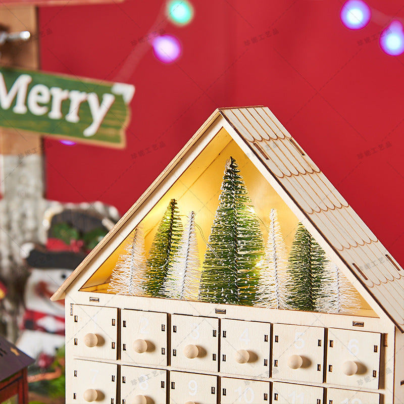 Calendrier de l'Avent en Bois avec Lumières LED