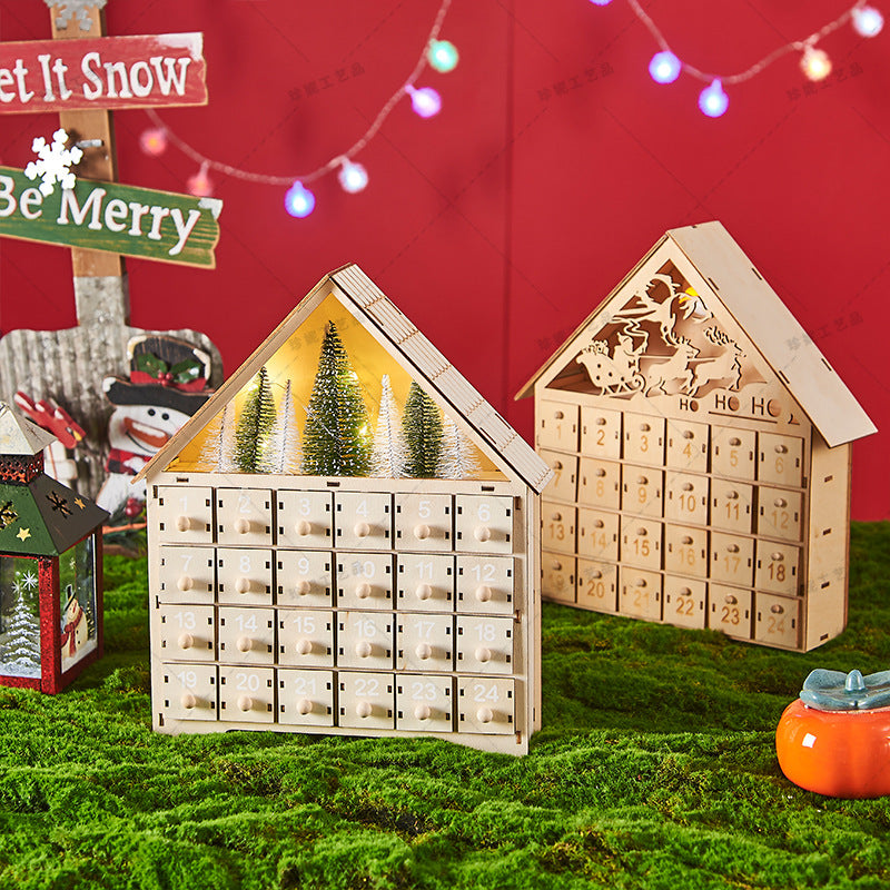 Calendrier de l'Avent en Bois avec Lumières LED