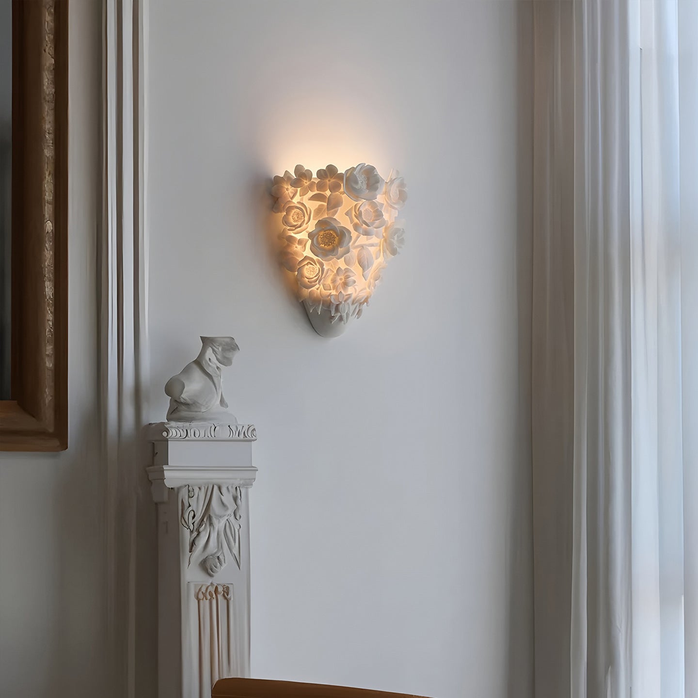 Lampe murale en céramique esthétique avec motifs floraux
