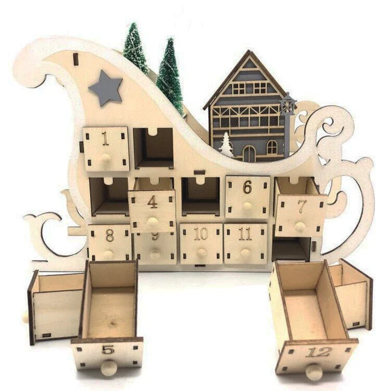 Calendrier de Compte à Rebours de Noël en Bois pour Bureau