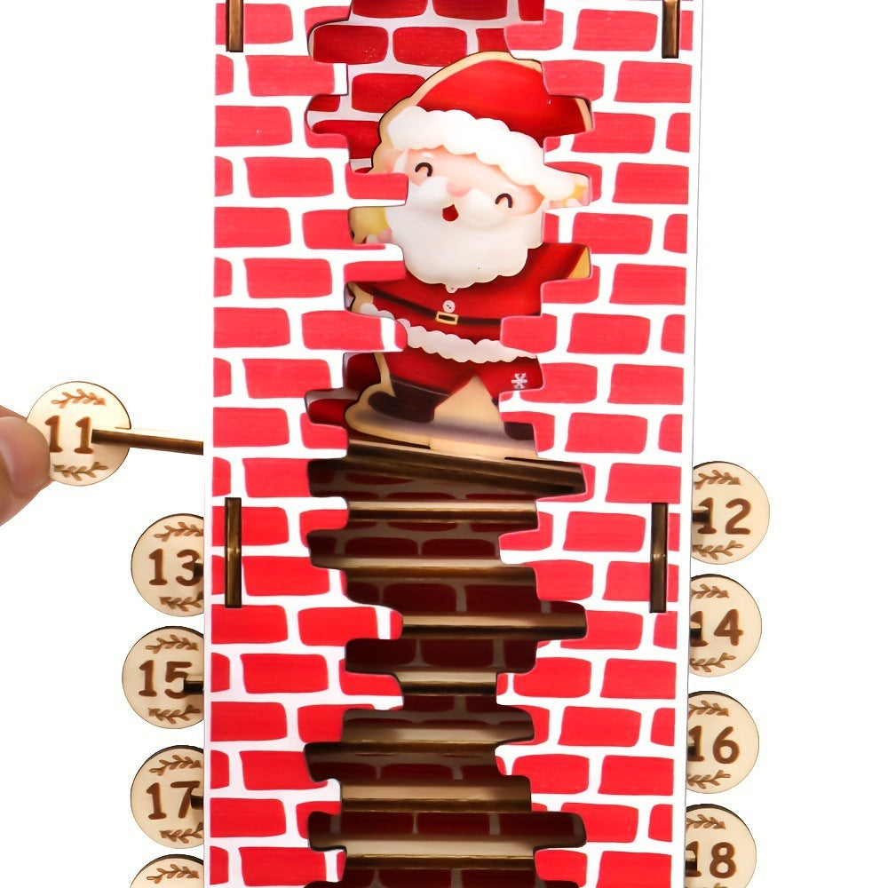 Support d'affichage de compte à rebours détachable en bois de Père Noël