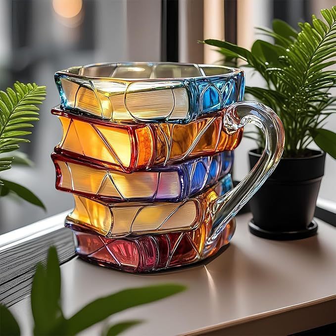 NovelMug | Tasse à livres peinte à la main en 3D - tasse littéraire unique, cadeau pour les amoureux des livres