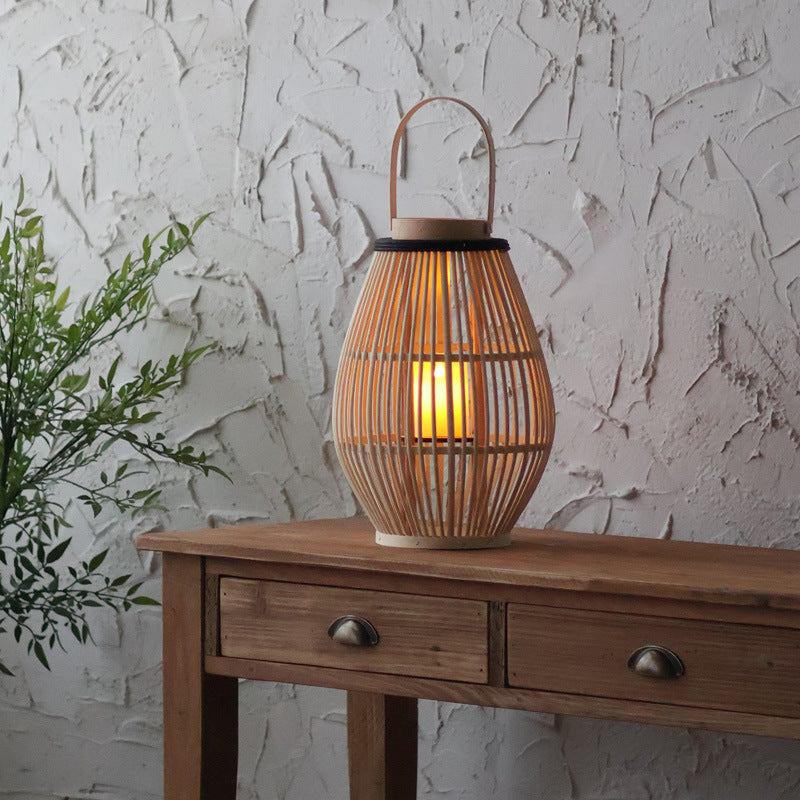 Lampe sur Pied en Bambou – Lanterne au Style de Bougeoir