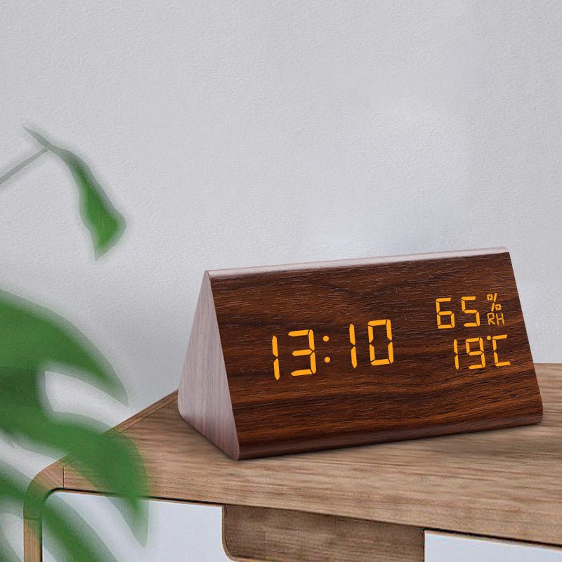 ECOCLOCK – Horloge numérique en bois minimaliste avec affichage de la température et réglage de la lumière