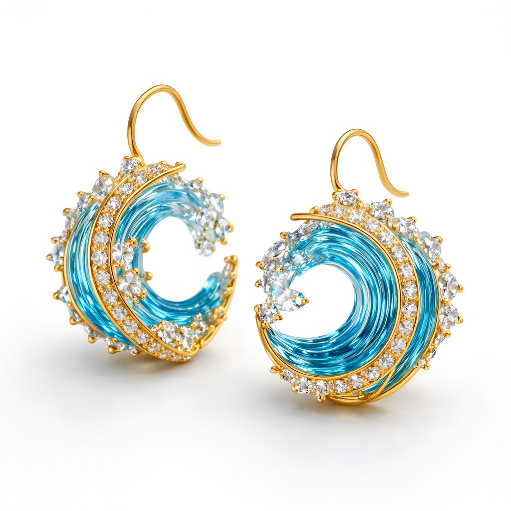 Rochelle - Boucles d'oreilles en résine Vagues de l'océan
