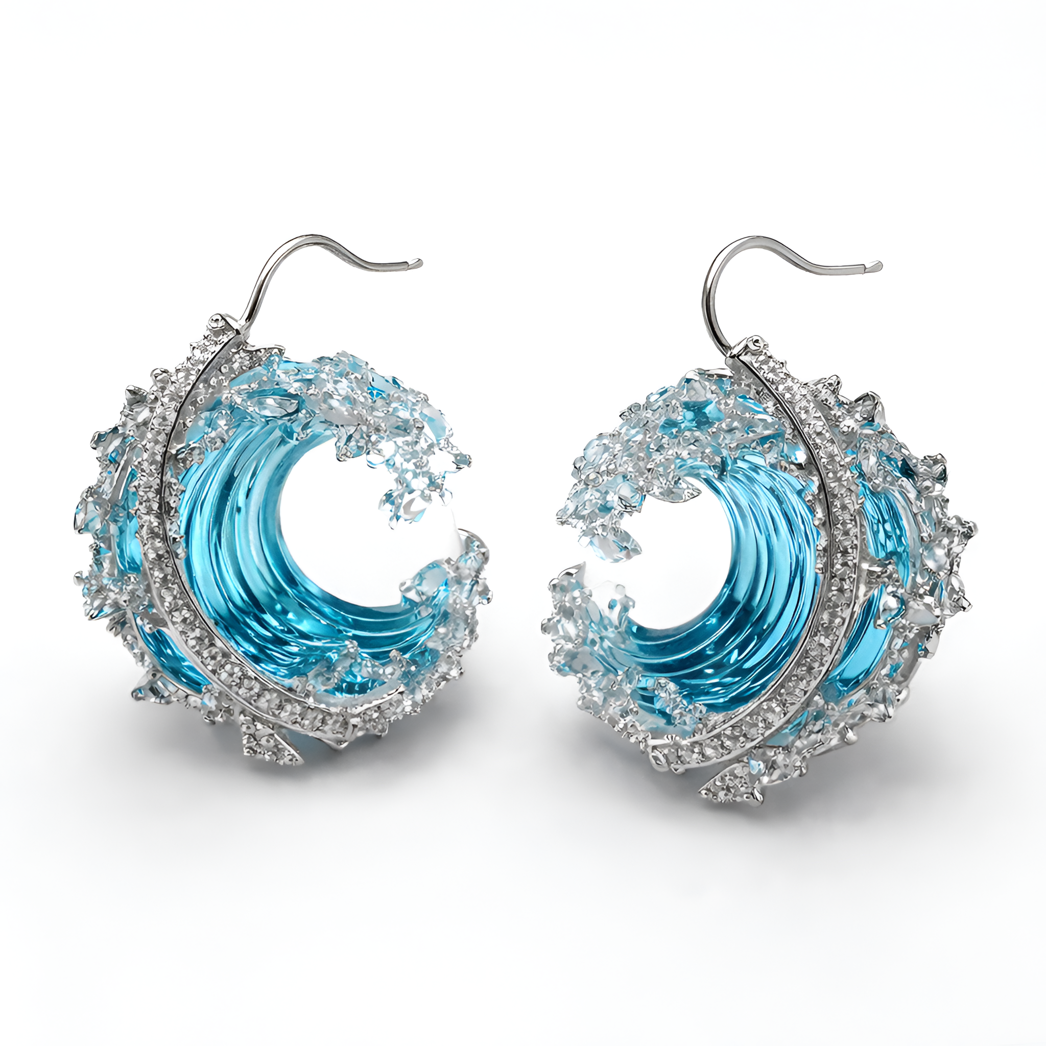 Rochelle - Boucles d'oreilles en résine Vagues de l'océan