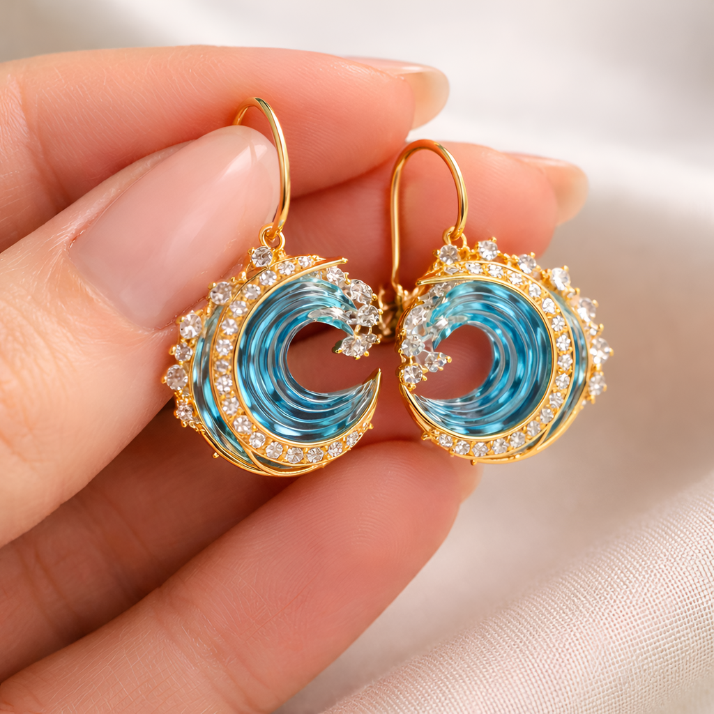 Rochelle - Boucles d'oreilles en résine Vagues de l'océan