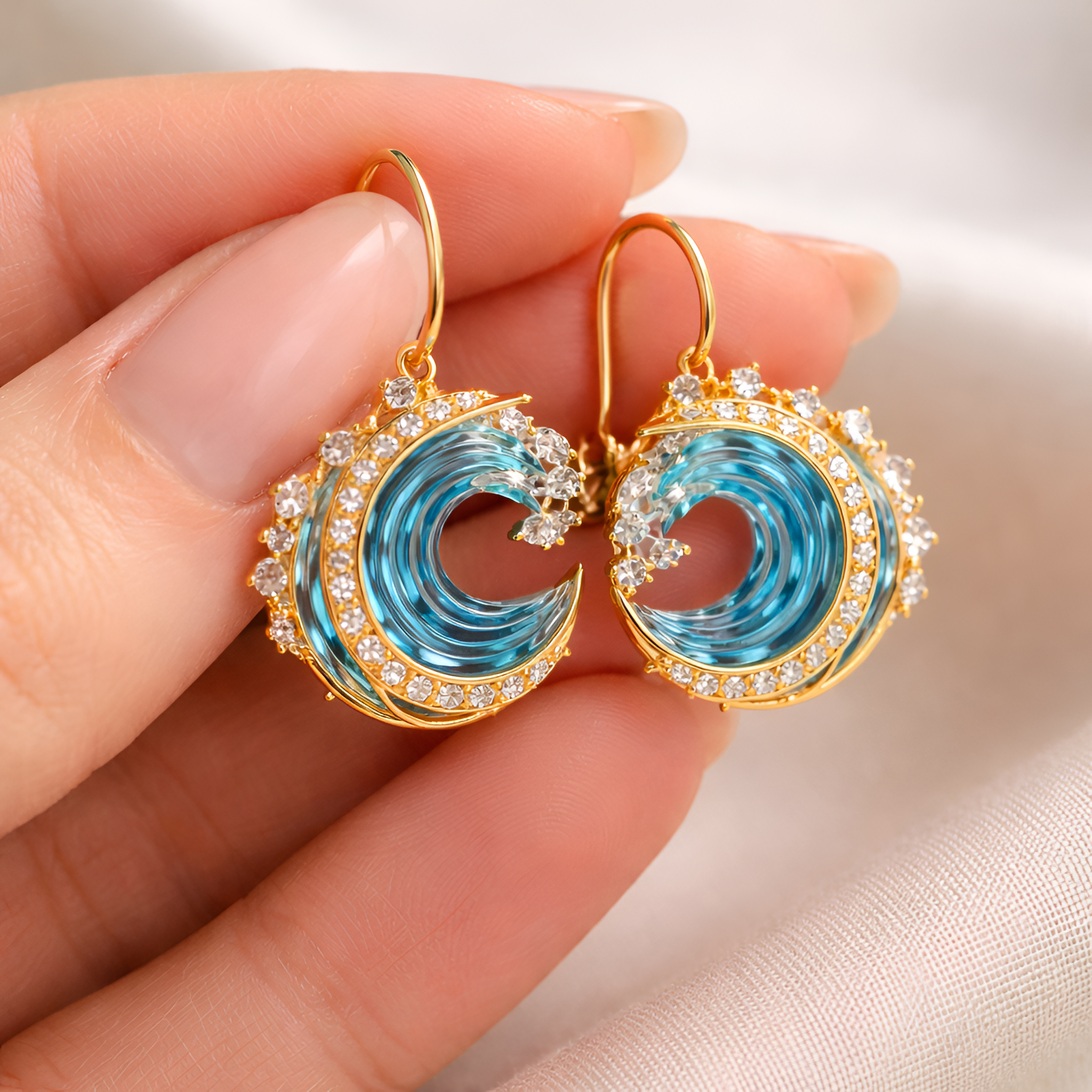Rochelle - Boucles d'oreilles en résine Vagues de l'océan