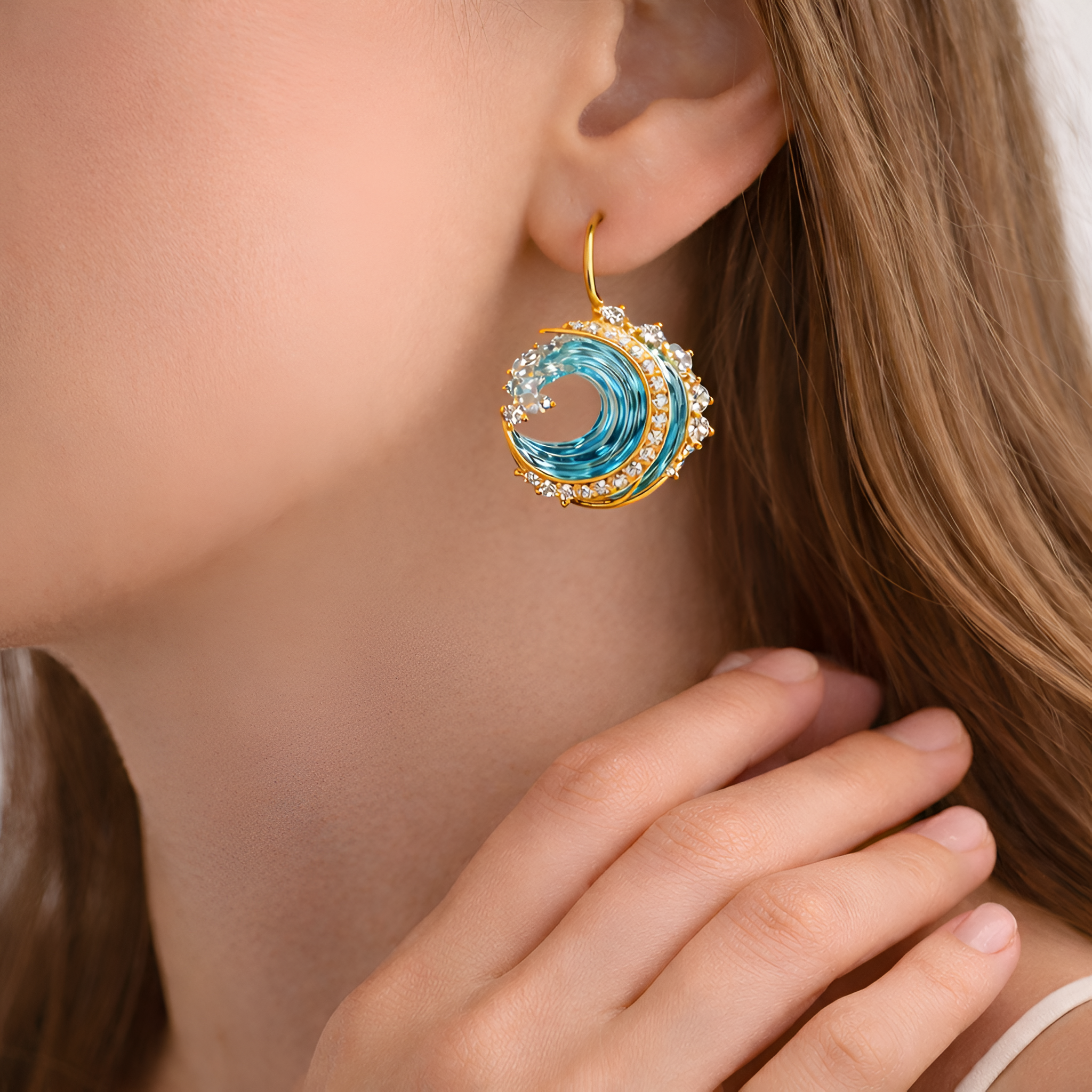 Rochelle - Boucles d'oreilles en résine Vagues de l'océan