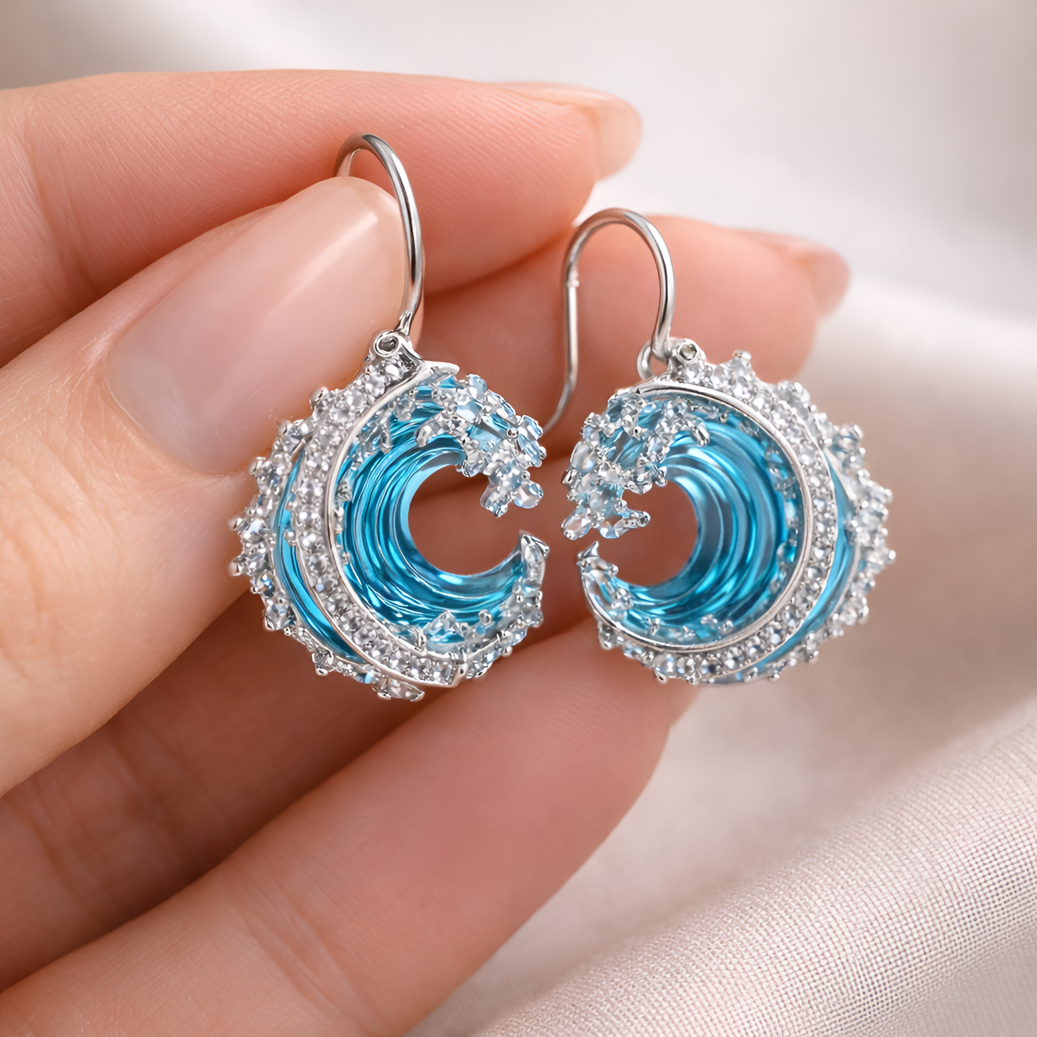 Rochelle - Boucles d'oreilles en résine Vagues de l'océan