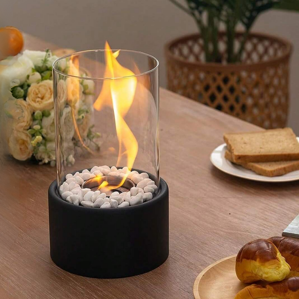 AeviaFlame – Lampe à huile élégante en verre avec cadre en métal pour un éclairage d'ambiance intemporel