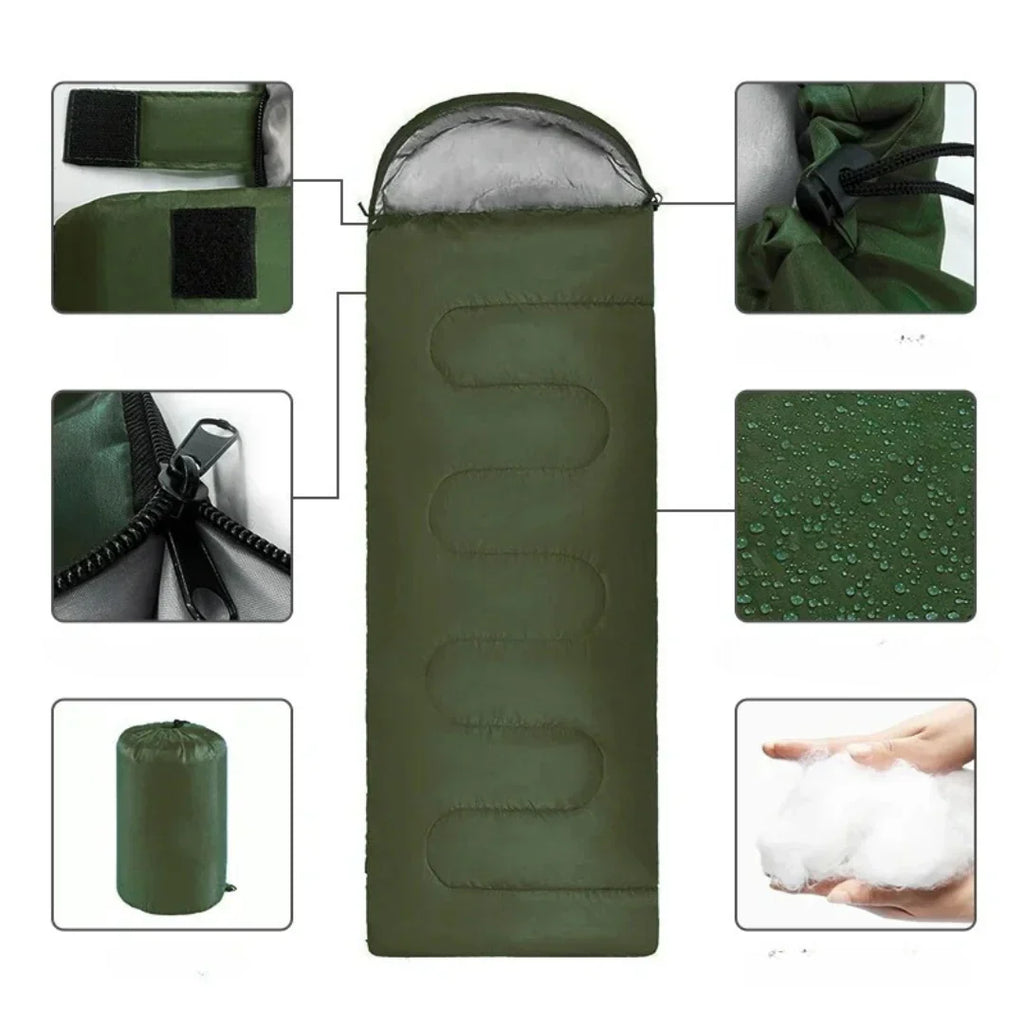 Sac de couchage de camping isolé pour aventures en plein air