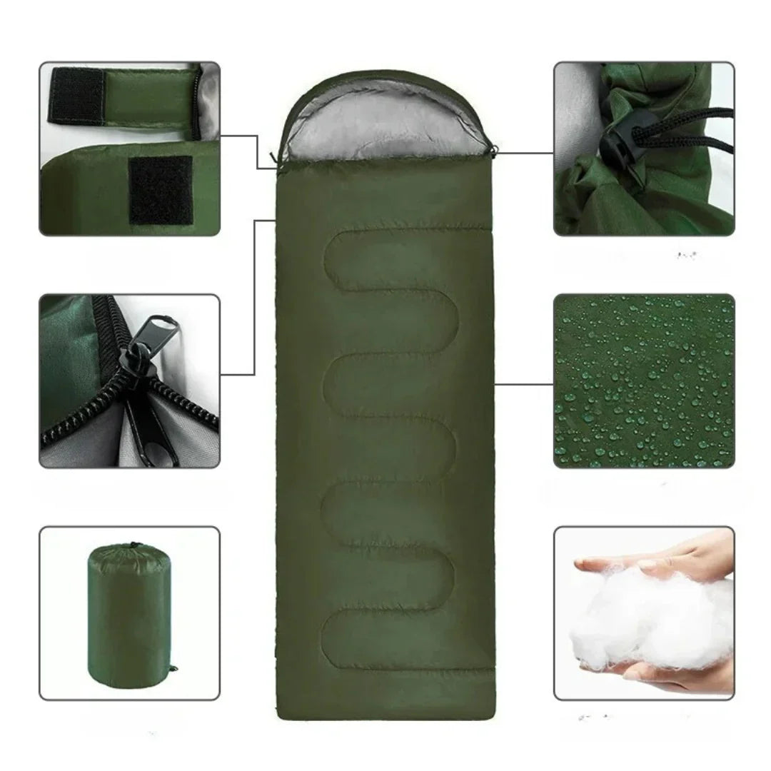 Sac de couchage de camping isolé pour aventures en plein air