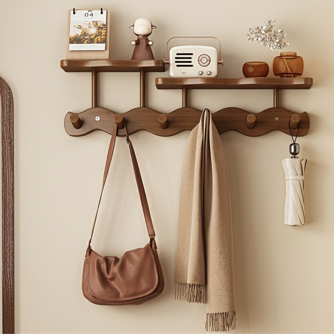 Porte-manteau mural avec étagère – porte-manteau en bois pour l'entrée
