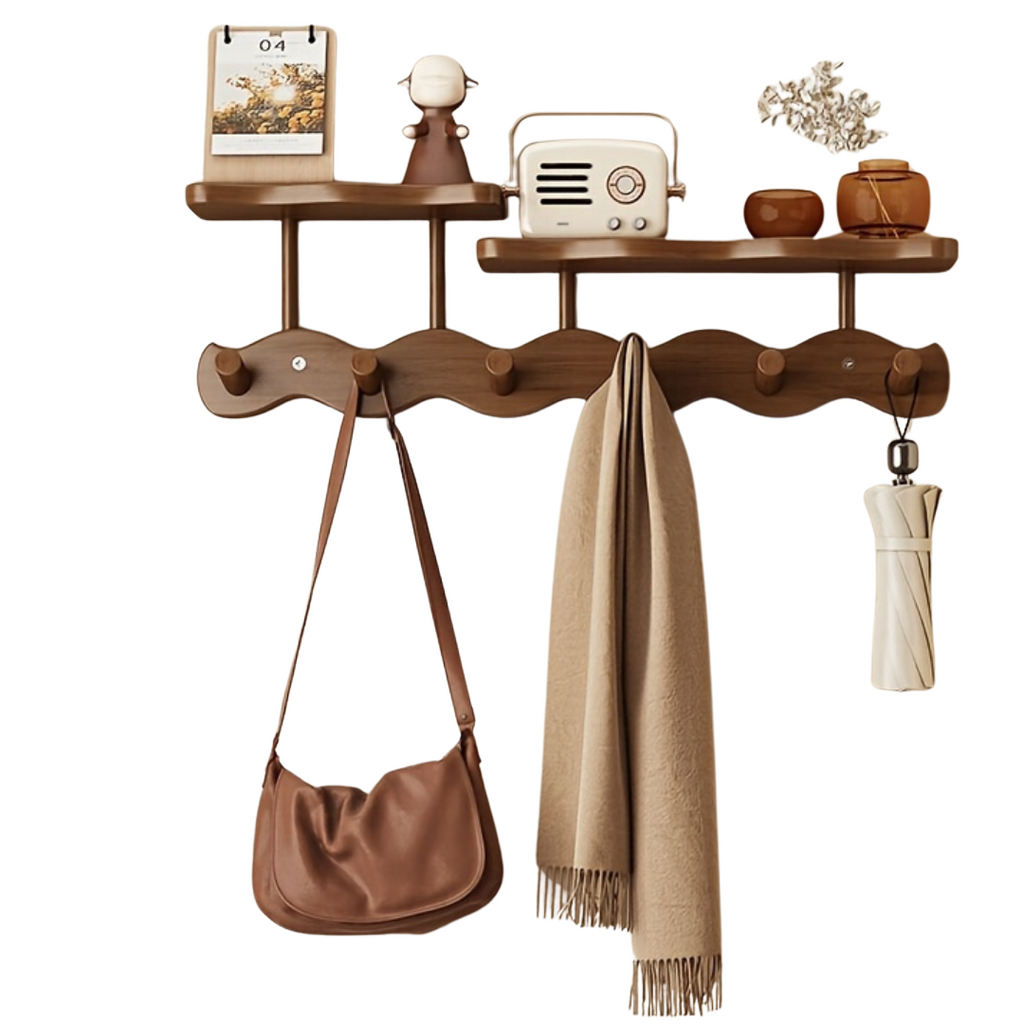 Porte-manteau mural avec étagère – porte-manteau en bois pour l'entrée