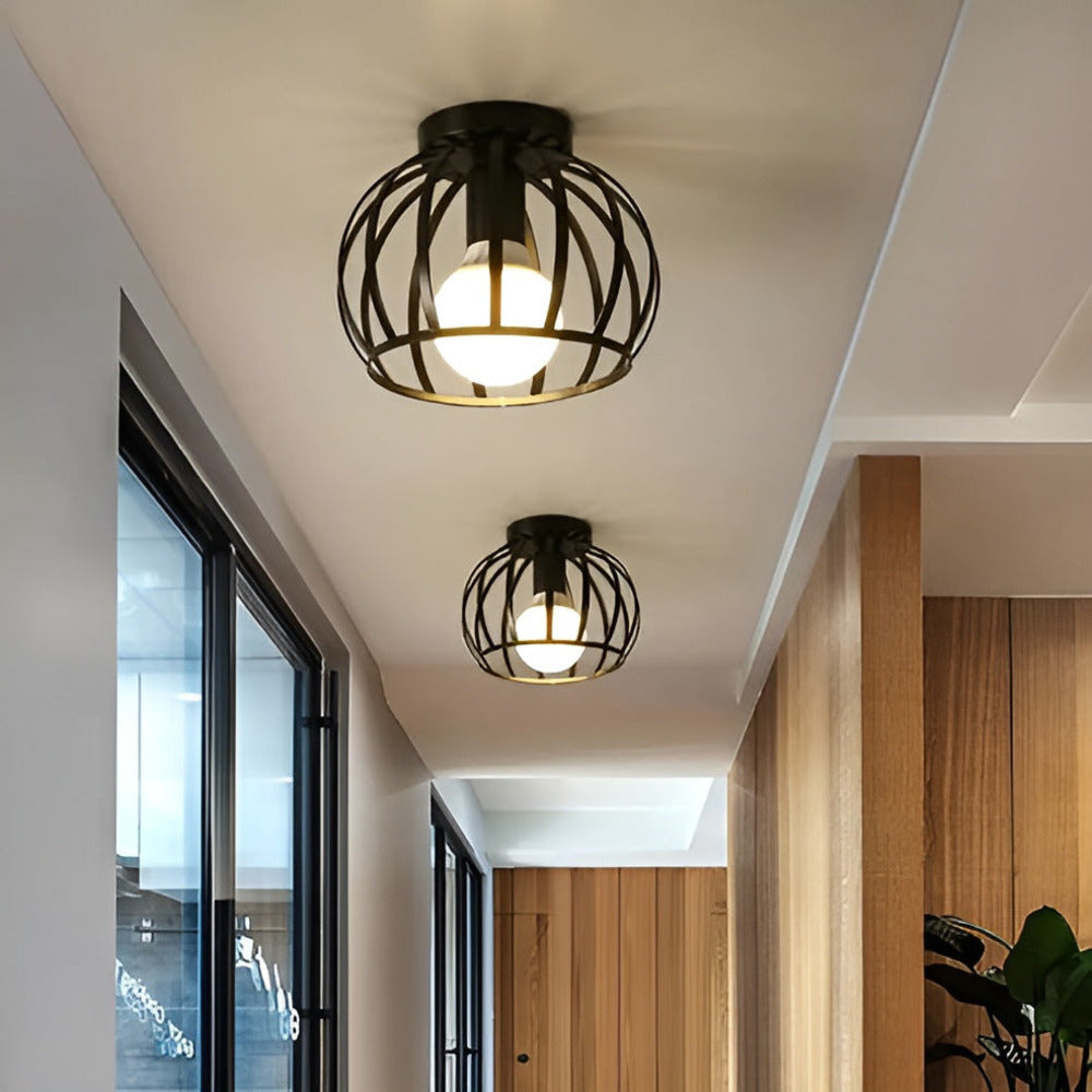 GeoLume – Lampe de Plafond Géométrique en Métal Noir