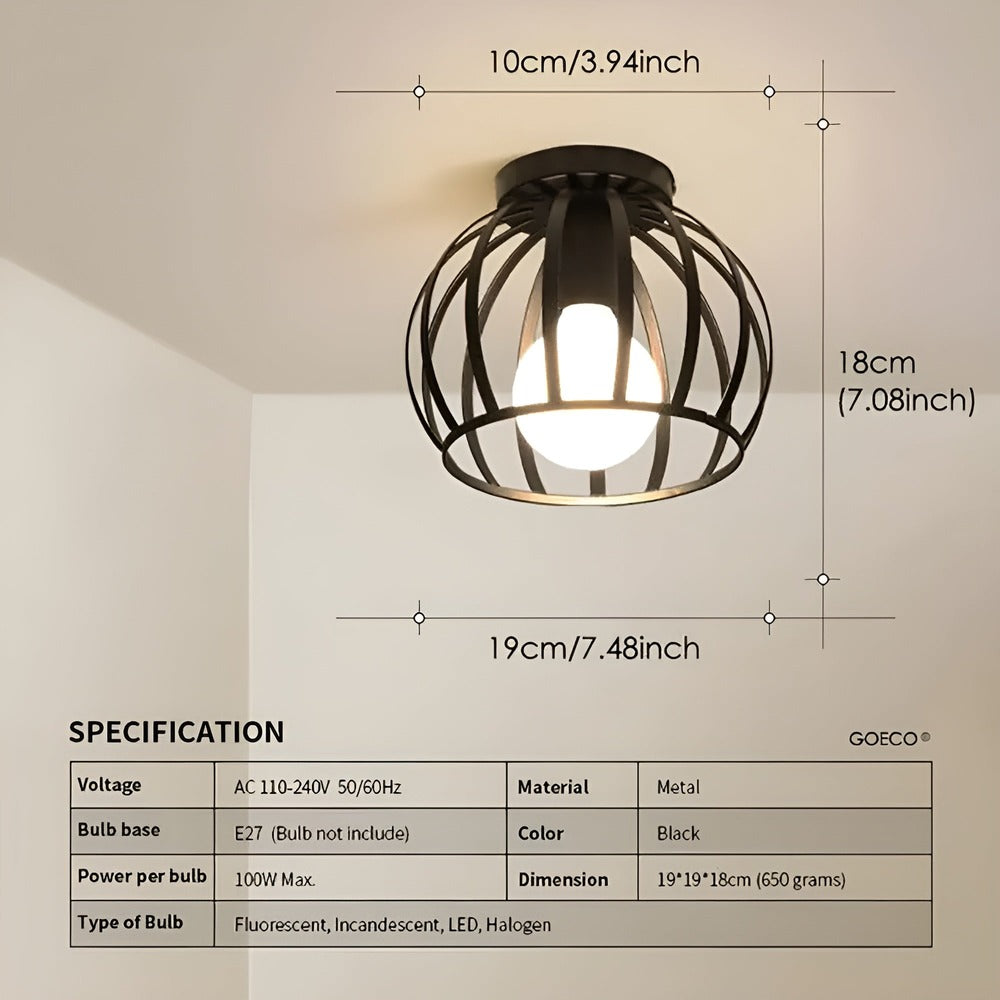GeoLume – Lampe de Plafond Géométrique en Métal Noir