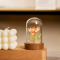 Lampe de fleurs LED tulipes – lampe décorative avec dôme en verre à piles