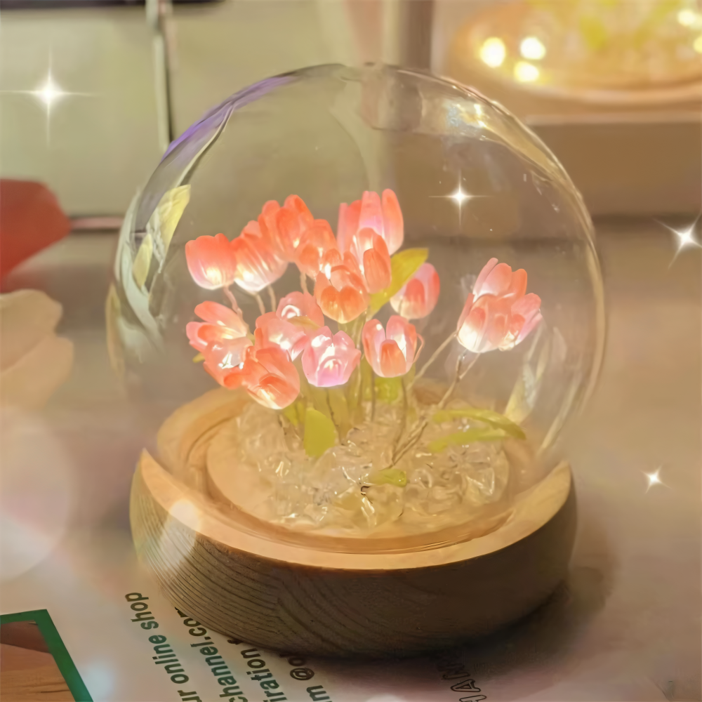ArtifiTulip Lampe de Table - Charmante Lampe de Nuit LED DIY Fleurie