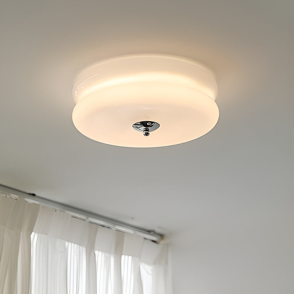 CremaHalo Plafonnier – Plafonnier Rond en Verre Crème avec LED Intégrée