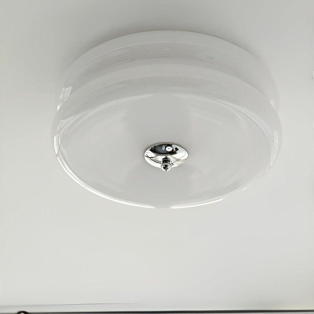 CremaHalo Plafonnier – Plafonnier Rond en Verre Crème avec LED Intégrée