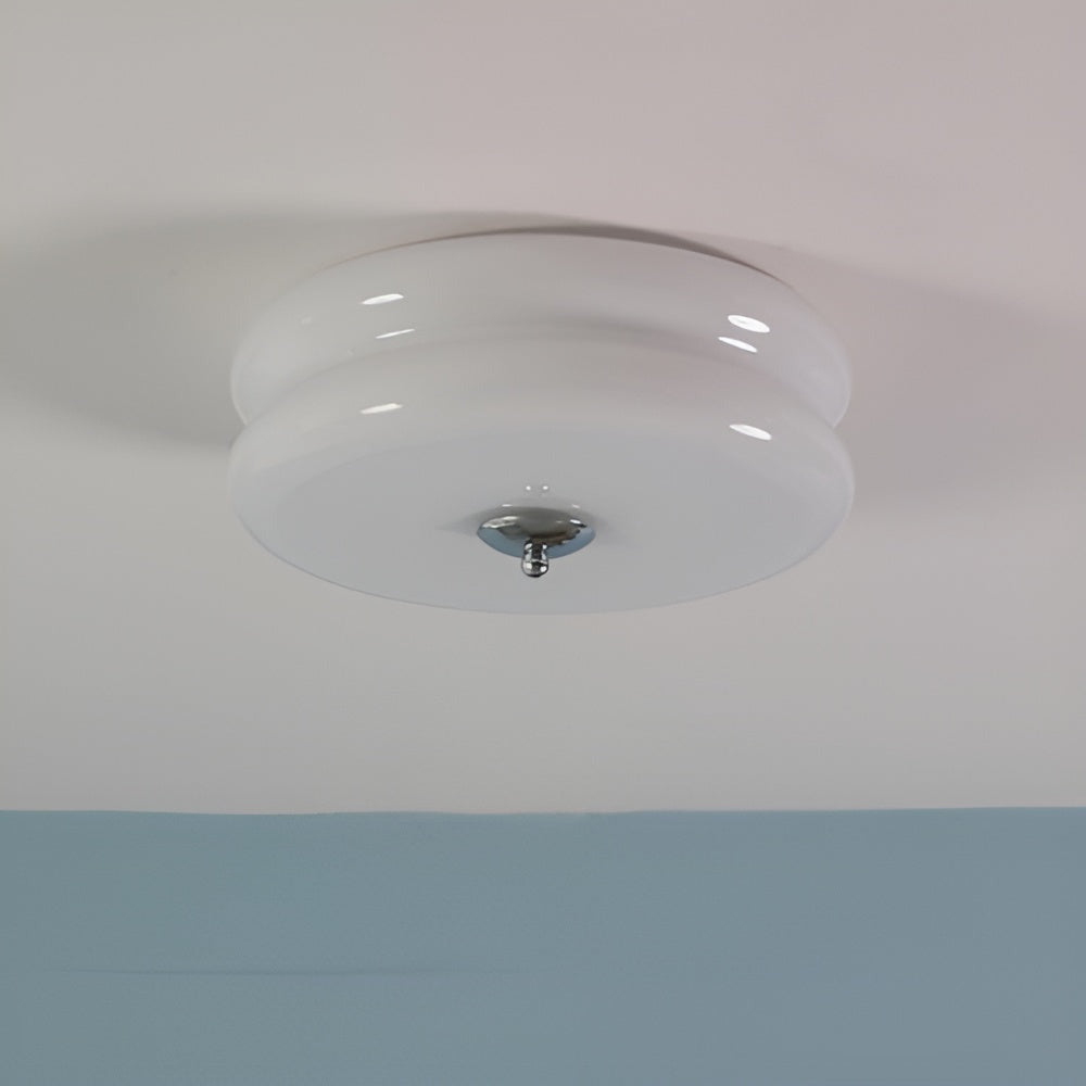 CremaHalo Plafonnier – Plafonnier Rond en Verre Crème avec LED Intégrée