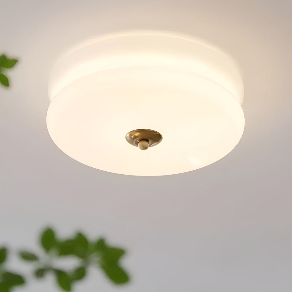 CremaHalo Plafonnier – Plafonnier Rond en Verre Crème avec LED Intégrée