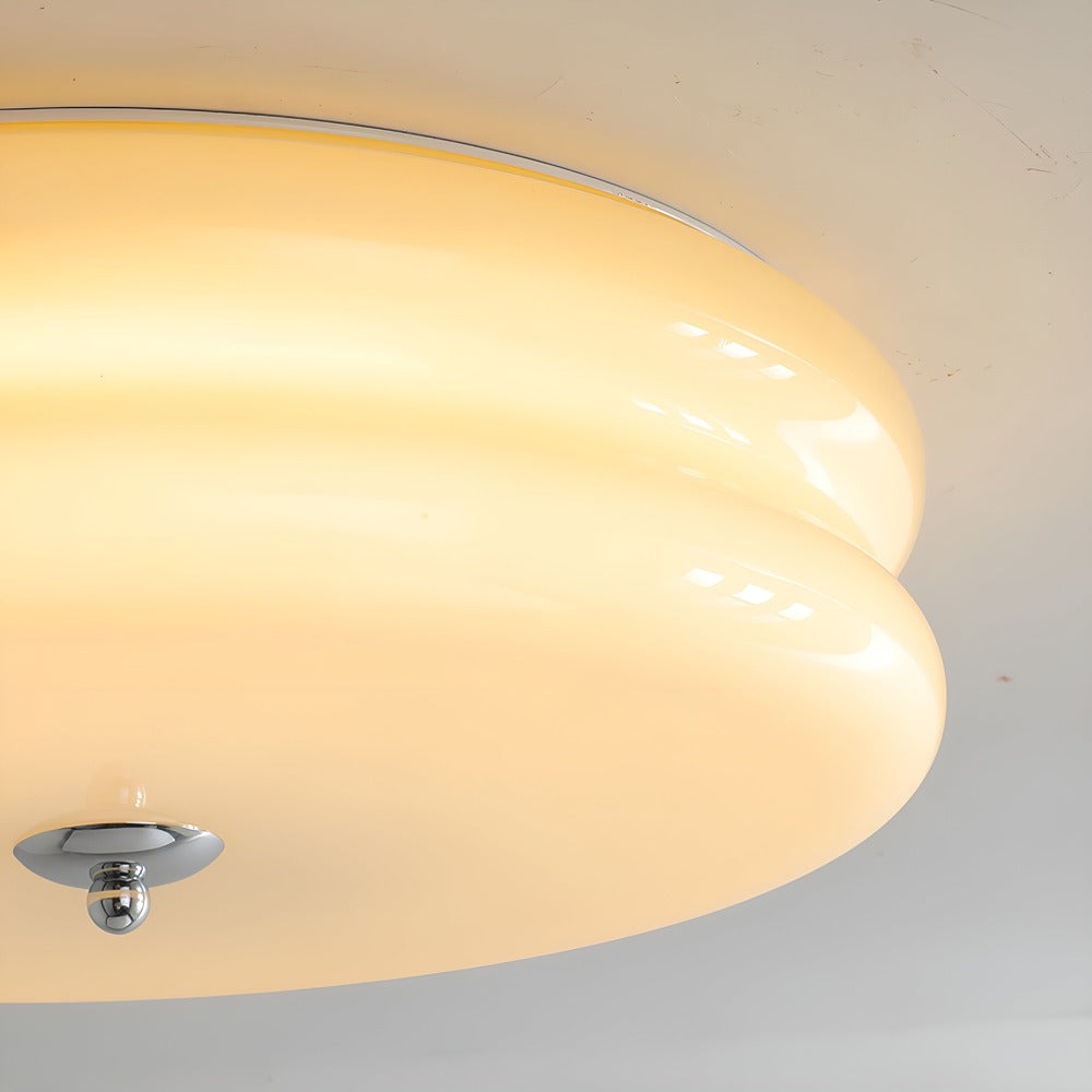 CremaHalo Plafonnier – Plafonnier Rond en Verre Crème avec LED Intégrée