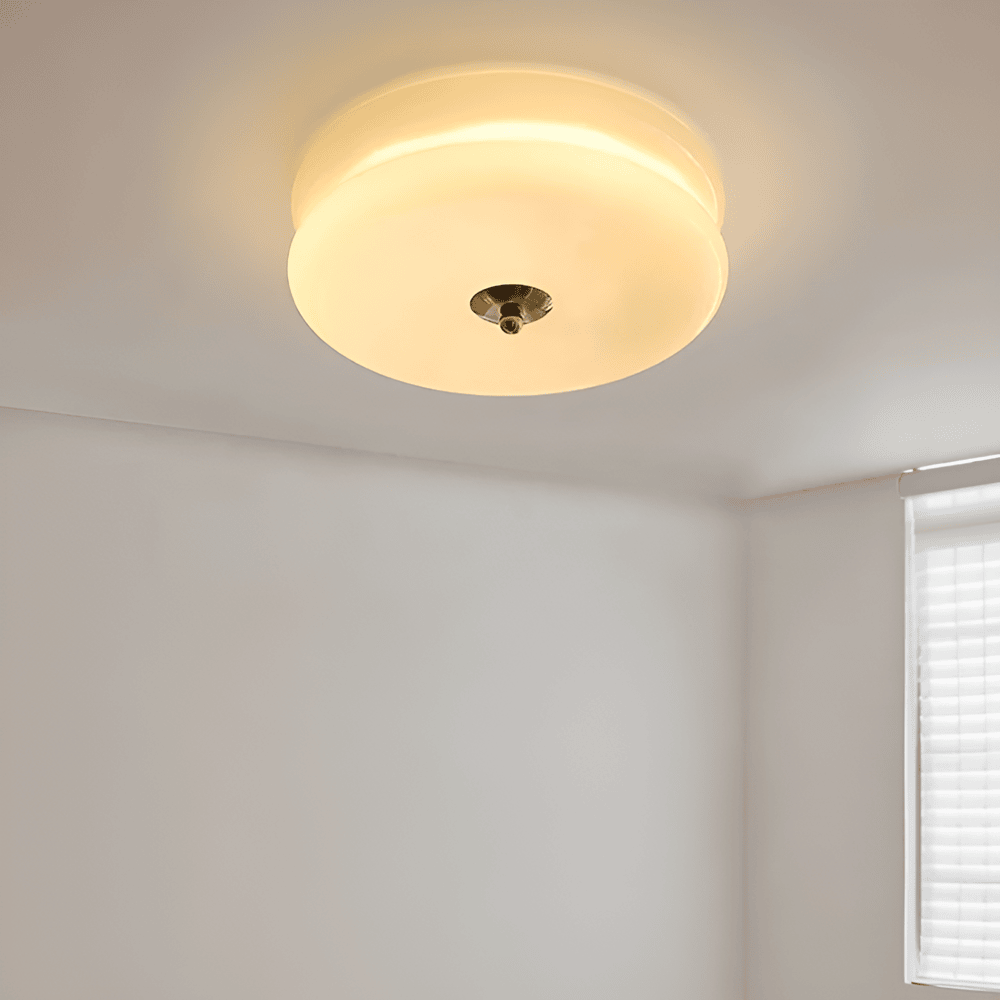CremaHalo Plafonnier – Plafonnier Rond en Verre Crème avec LED Intégrée