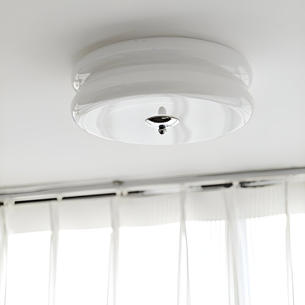 CremaHalo Plafonnier – Plafonnier Rond en Verre Crème avec LED Intégrée