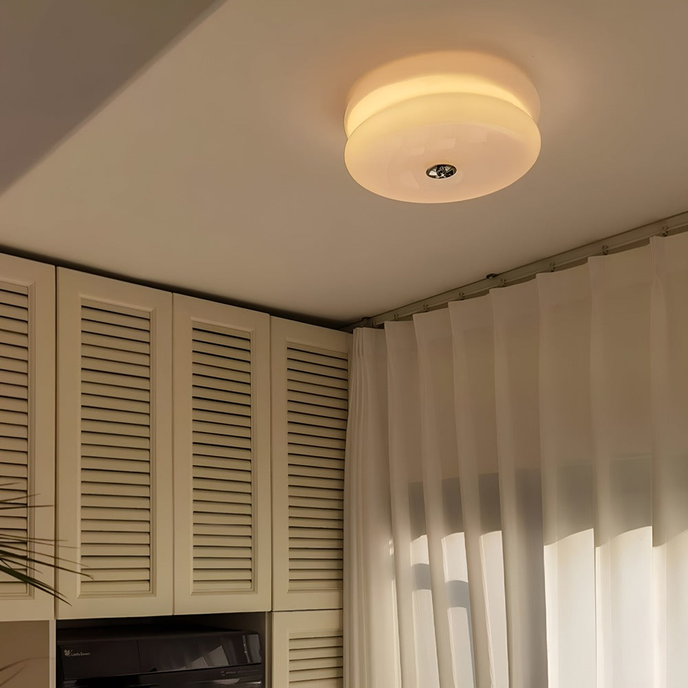 CremaHalo Plafonnier – Plafonnier Rond en Verre Crème avec LED Intégrée
