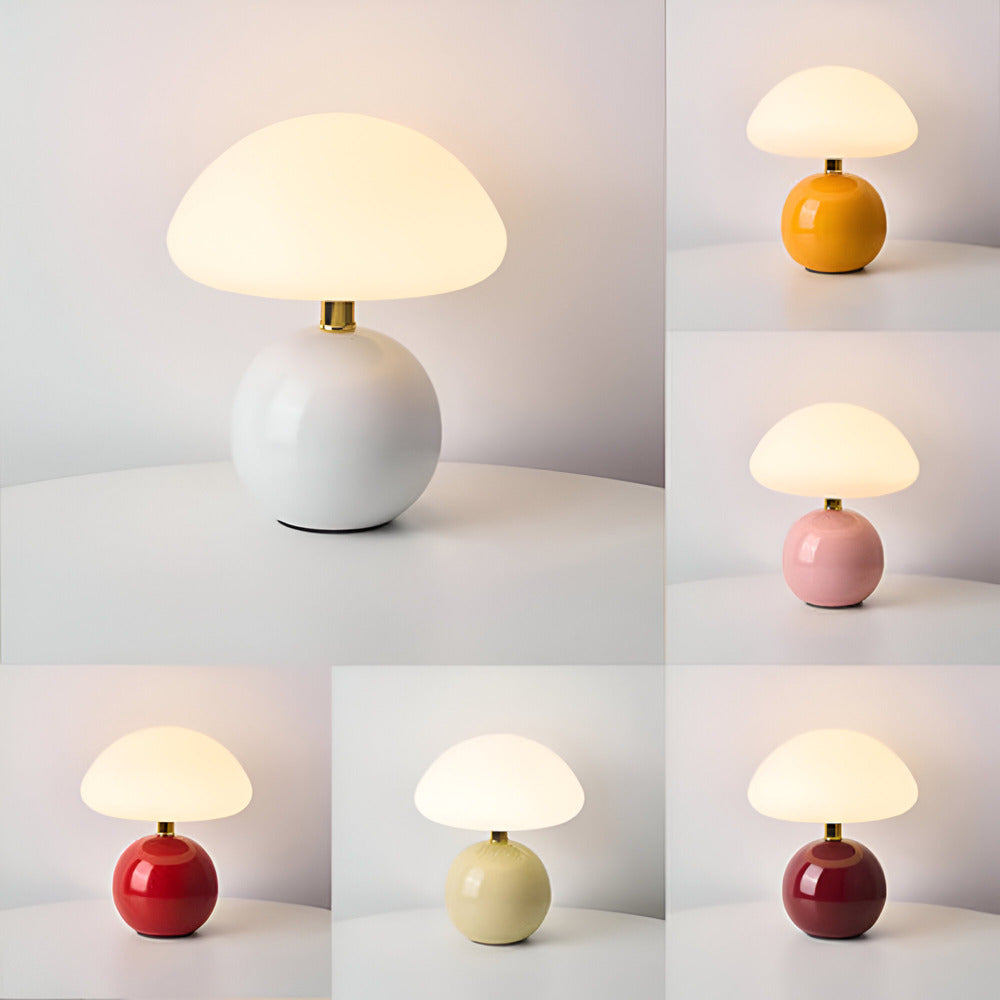 Mushora – Lampe de table inspirée du Bauhaus en forme de champignon avec 3 couleurs LED