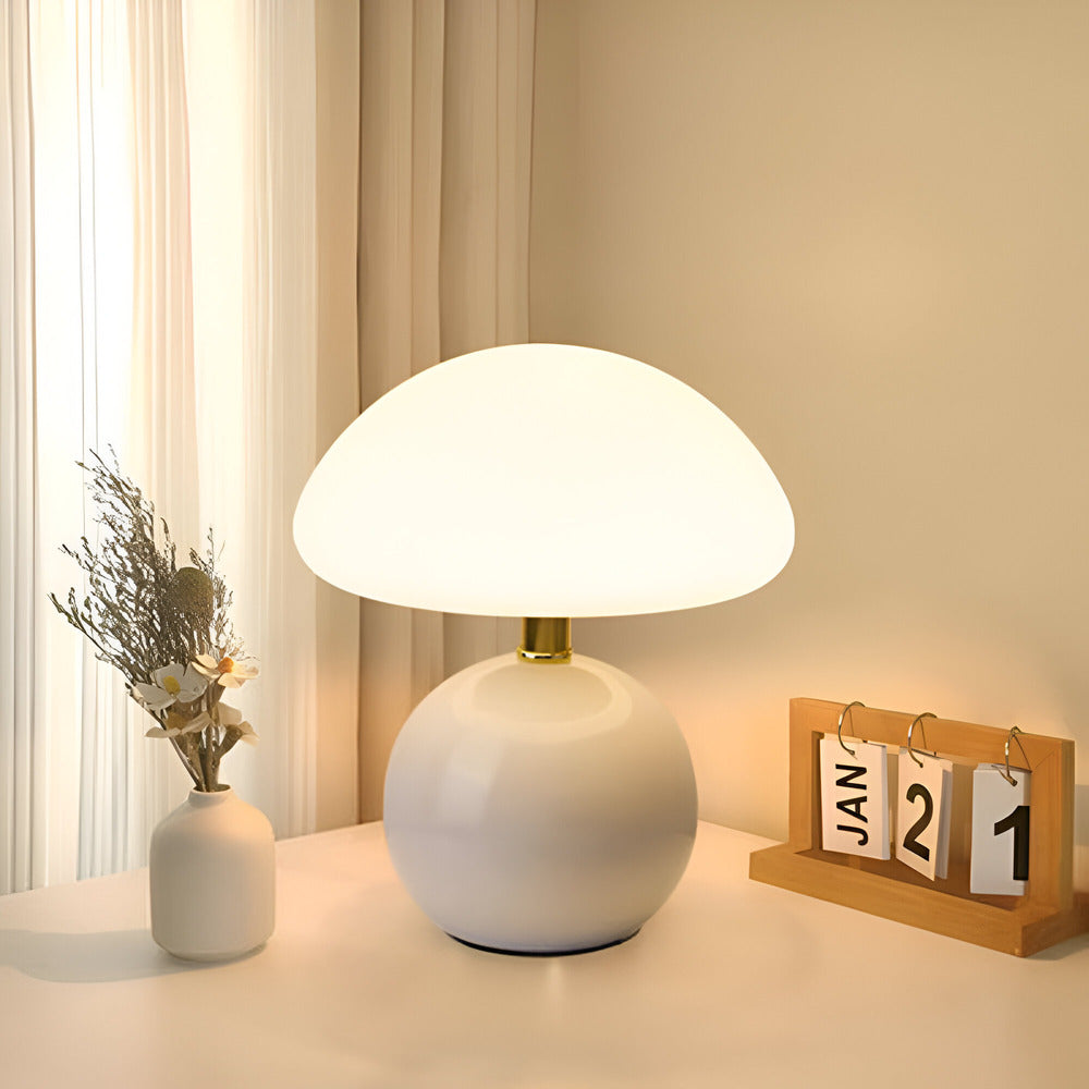 Mushora – Lampe de table inspirée du Bauhaus en forme de champignon avec 3 couleurs LED