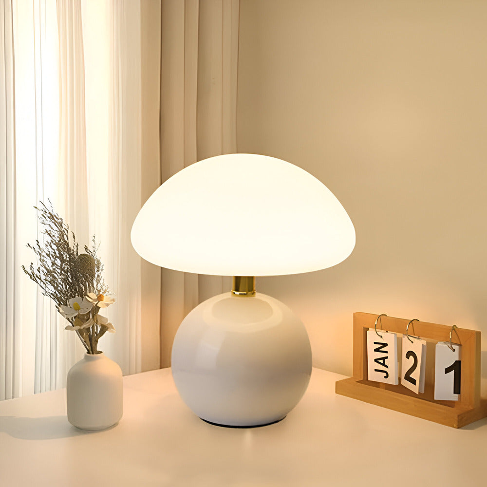 Mushora – Lampe de table inspirée du Bauhaus en forme de champignon avec 3 couleurs LED